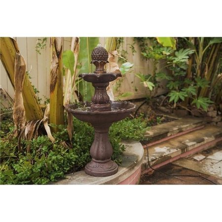 X-BRAND X-Brand FT973622 39 in. Tall 2-Tier Freestanding Waterfall Fountain Outdoor Garden Yard Lawn Porch Decor; Brown FT973622